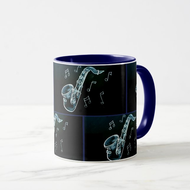 Saxophone And Music Notes  Mug (Front Right)