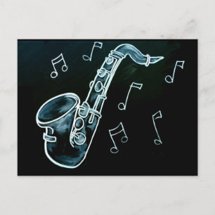 Saxophone And Music Notes Postcard