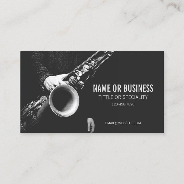 Saxophone art for saxophonist business card (Front)