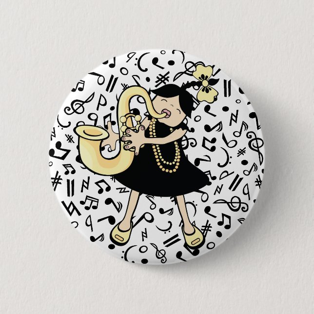 Saxophone Baby 6 Cm Round Badge (Front)
