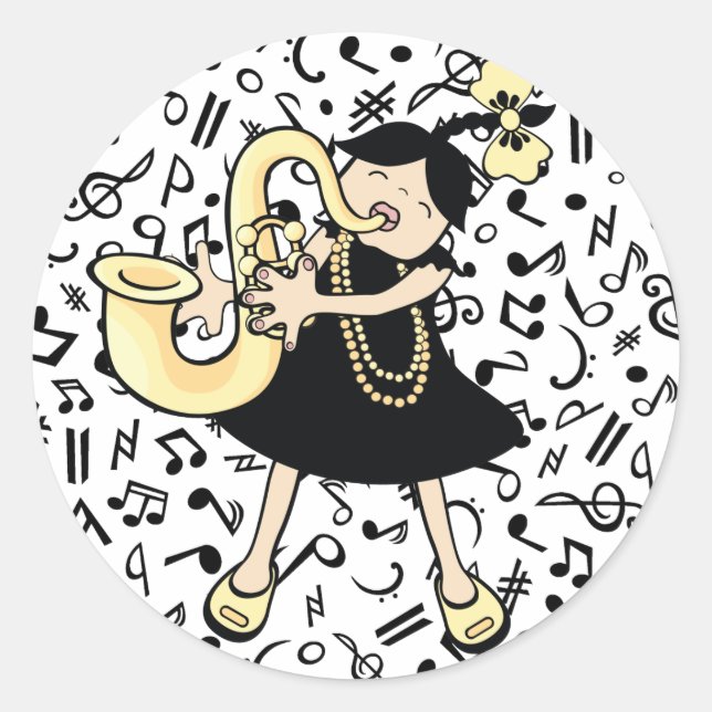 Saxophone Baby Classic Round Sticker (Front)