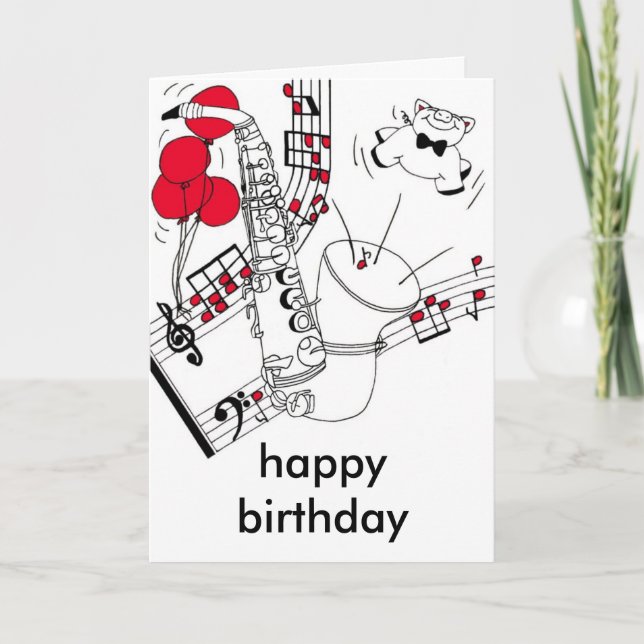 Saxophone Birthday Card (Front)