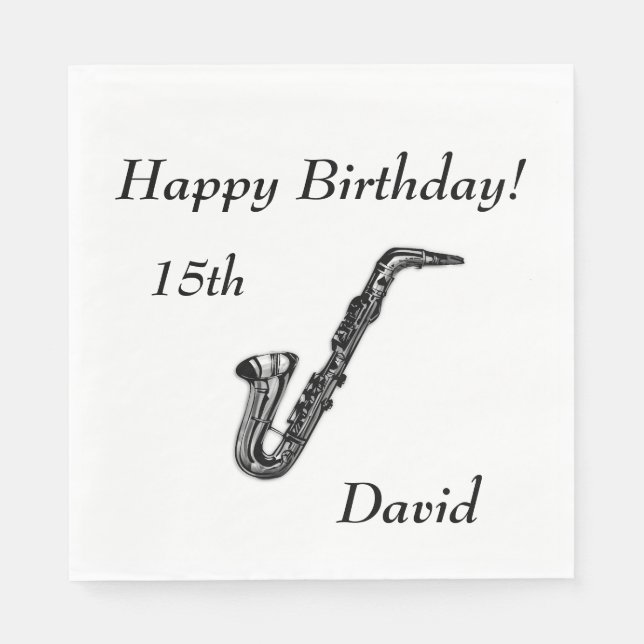 Saxophone Birthday Napkin (Front)