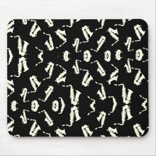 Saxophone Black And White Pattern Mouse Mat