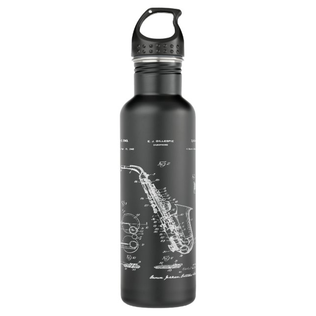 Saxophone Blueprint Graphics 710 Ml Water Bottle (Front)
