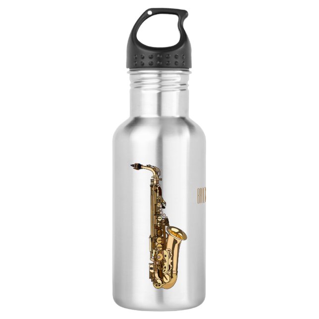 Saxophone cartoon illustration 532 ml water bottle (Front)
