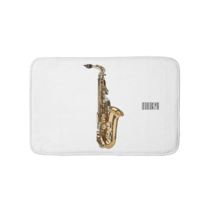 Saxophone cartoon illustration bath mat