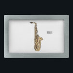 Saxophone cartoon illustration belt buckle<br><div class="desc">Saxophone cartoon illustration</div>