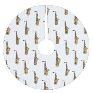 Saxophone cartoon illustration brushed polyester tree skirt