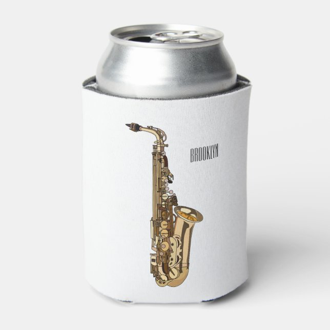 Saxophone cartoon illustration can cooler (Can Front)