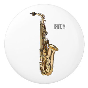 Saxophone cartoon illustration ceramic knob