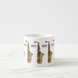 Saxophone cartoon illustration espresso cup