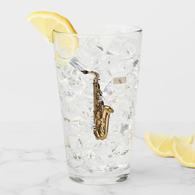Saxophone cartoon illustration glass (Front Ice)