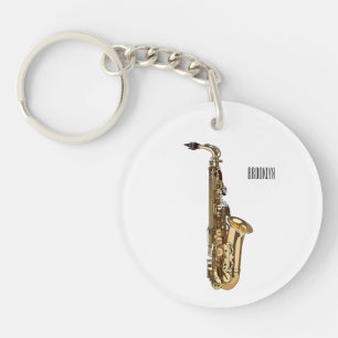 Saxophone cartoon illustration key ring