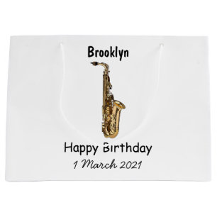 Saxophone cartoon illustration large gift bag