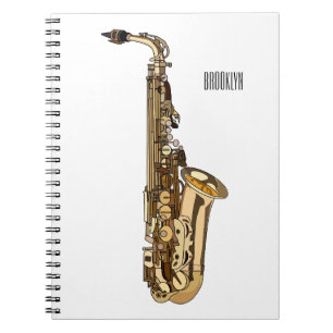 Saxophone cartoon illustration notebook