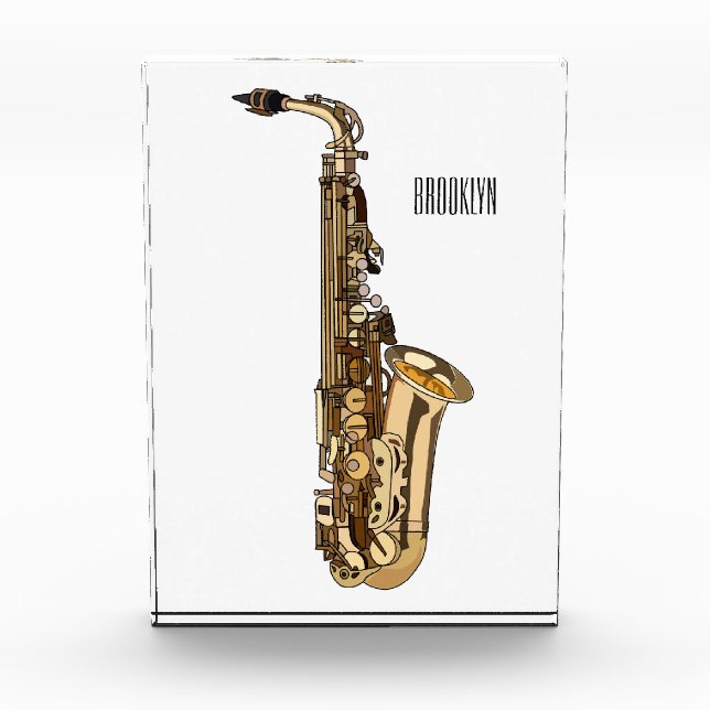 Saxophone cartoon illustration photo block (Front)