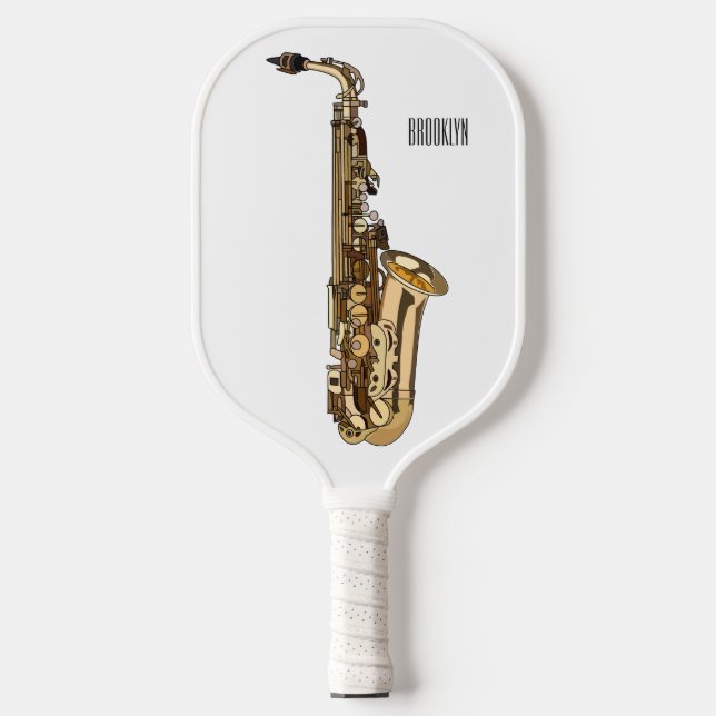 Saxophone cartoon illustration pickleball paddle (Front)