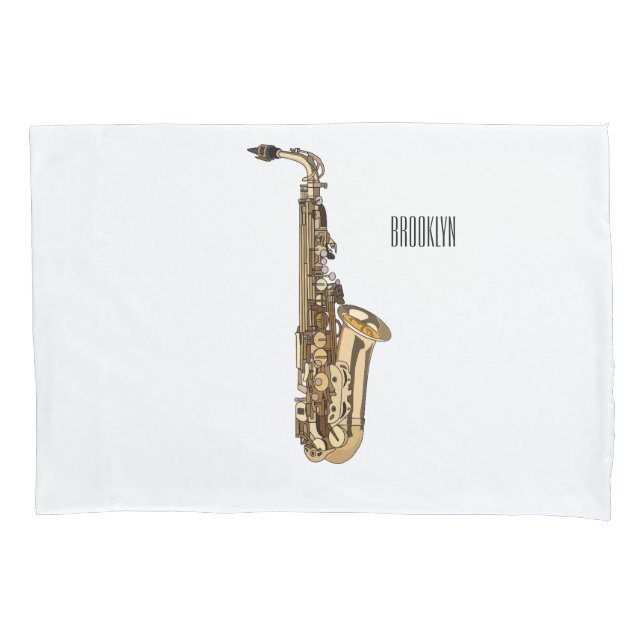 Saxophone cartoon illustration pillowcase (Front)