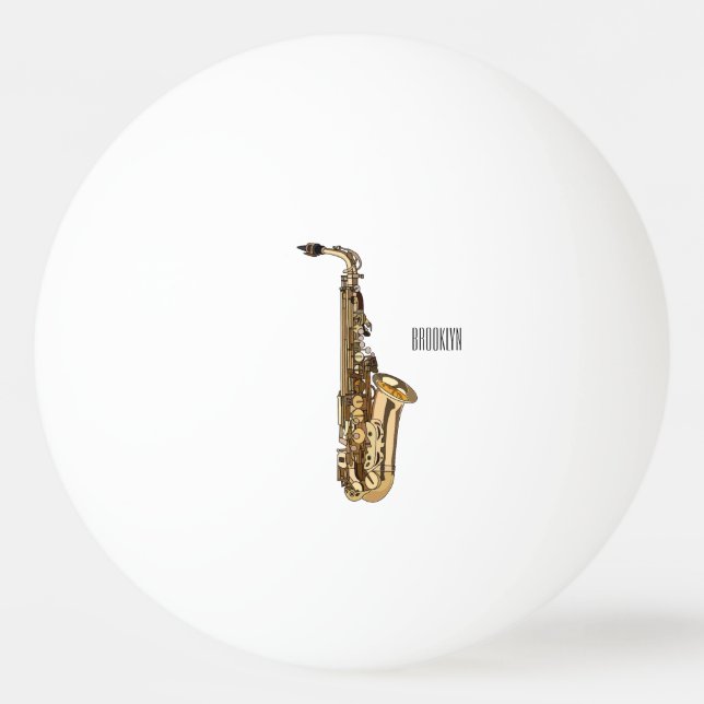 Saxophone cartoon illustration ping pong ball (Front)