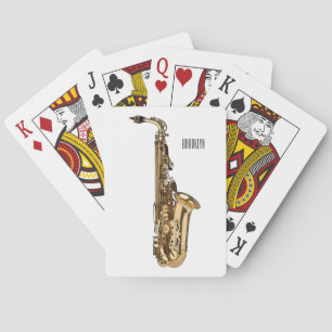 Saxophone cartoon illustration playing cards
