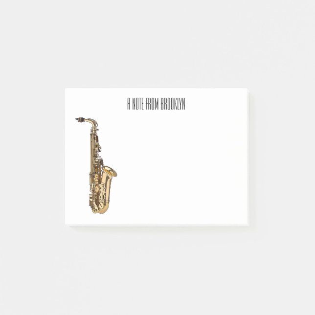 Saxophone cartoon illustration post-it notes (Front)