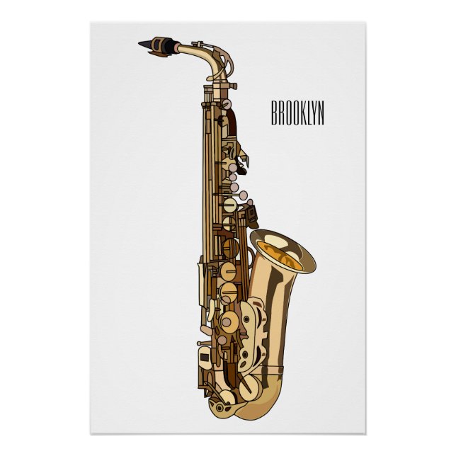 Saxophone cartoon illustration poster (Front)
