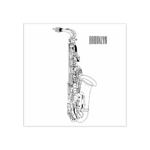 Saxophone cartoon illustration rubber stamp