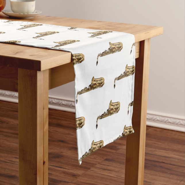 Saxophone cartoon illustration short table runner (In Situ)