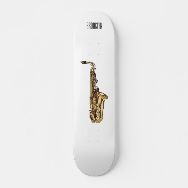 Saxophone cartoon illustration skateboard (Front)