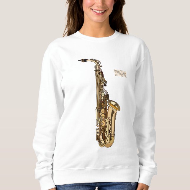 Saxophone cartoon illustration sweatshirt (Front)