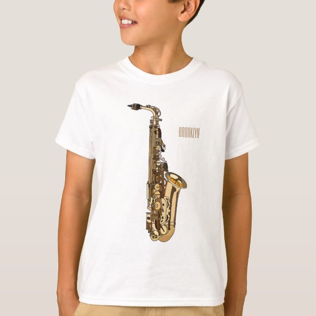 Saxophone cartoon illustration T-Shirt (Front)