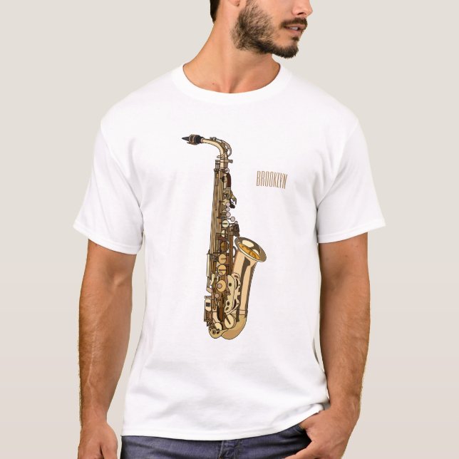 Saxophone cartoon illustration T-Shirt (Front)