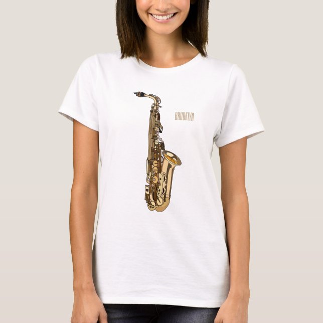 Saxophone cartoon illustration T-Shirt (Front)