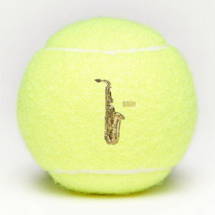 Saxophone cartoon illustration tennis balls