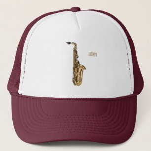 Saxophone cartoon illustration trucker hat