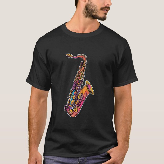 Saxophone Cartoon Look Concert Band T-Shirt (Front)