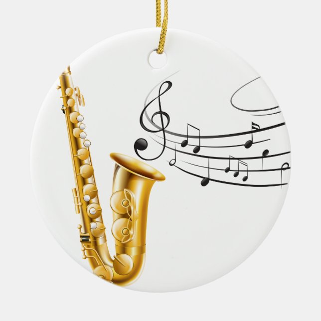 Saxophone Ceramic Tree Decoration (Front)