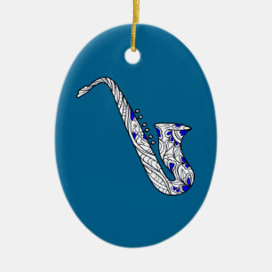 Saxophone Ceramic Tree Decoration
