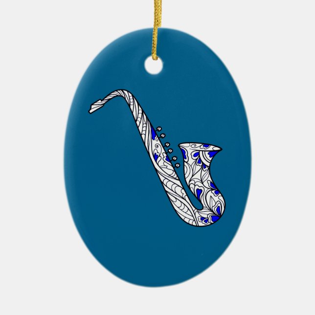 Saxophone Ceramic Tree Decoration (Front)