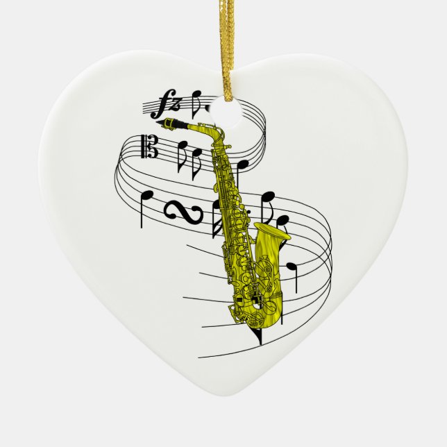 Saxophone Ceramic Tree Decoration (Front)