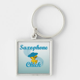 Saxophone Chick #3 Key Ring