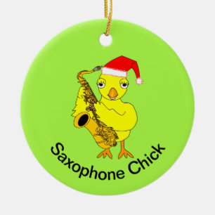 Saxophone Chick Ceramic Tree Decoration