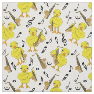 Saxophone Chick Music Notes Fabric