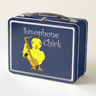 Saxophone Chick Text Mug Metal Lunch Box