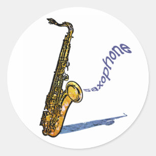 Saxophone Classic Round Sticker