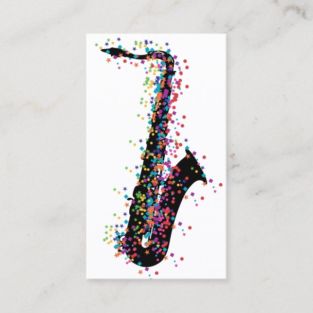 Saxophone Confetti Business Card (Front)