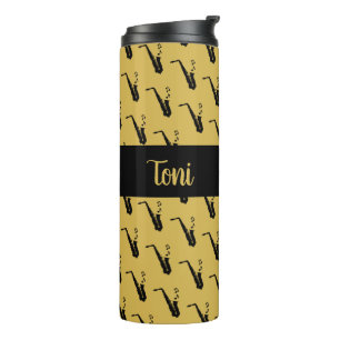 Saxophone Cool Golden Yellow Music Thermal Tumbler