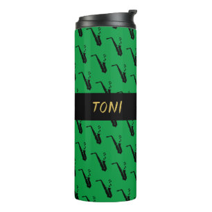 Saxophone Cool Green Music Thermal Tumbler