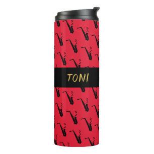 Saxophone Cool Red Music Thermal Tumbler